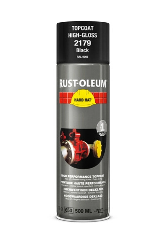 Rust-Oleum Hard Hat® Topcoat gitzwart RAL 9005 hoogglans 500 ml spuitbus