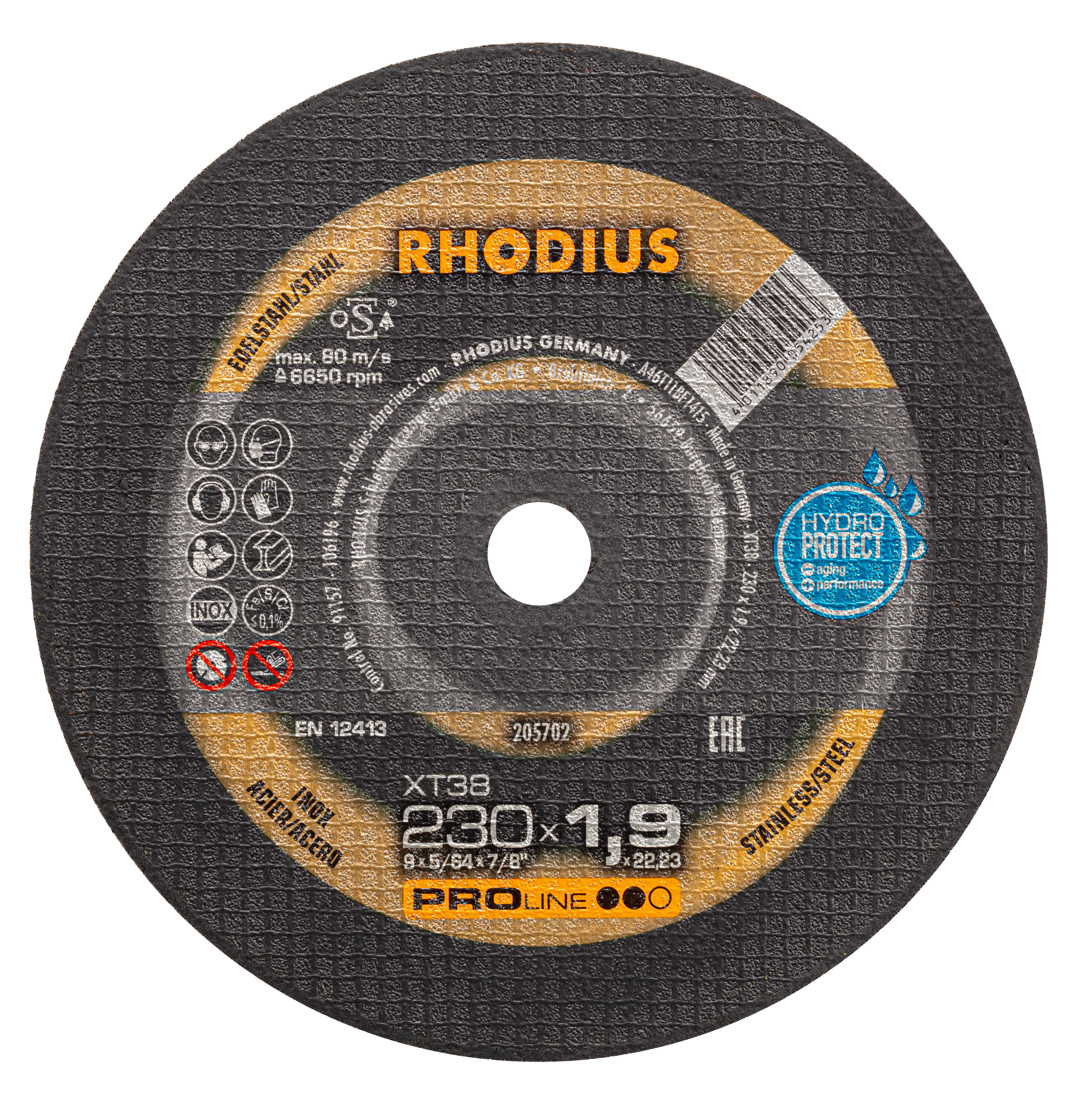 Doorslijpschijf Rhodius XT38 230 x 1,9 x 22,23