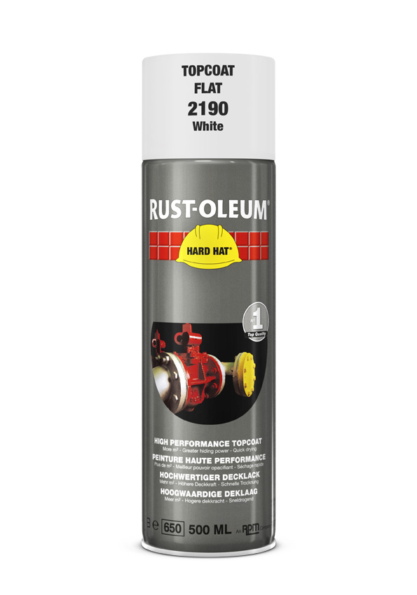 Rust-Oleum Hard Hat® Deklaag hoogglans mat wit 500 ml spuitbus